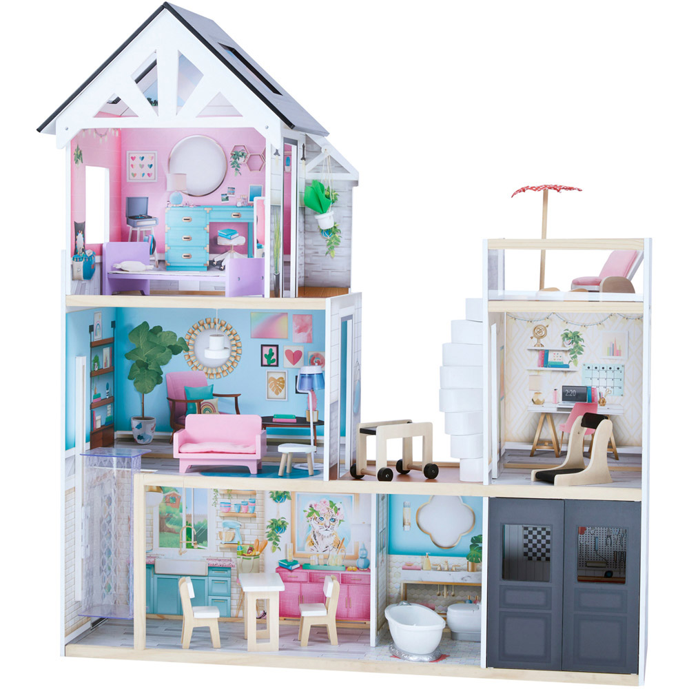 Teamson Kids Multicolour Dreamland Large Mansion 18 Pieces 3 Storey Doll House Play Set Image 3