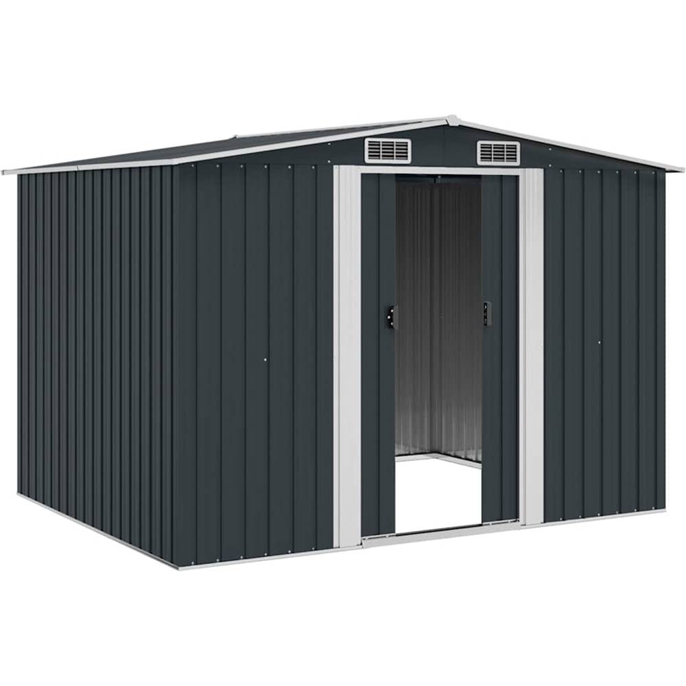 vidaXL 8.4 x 6.7ft Anthracite Galvanised Steel Garden Shed Image 4