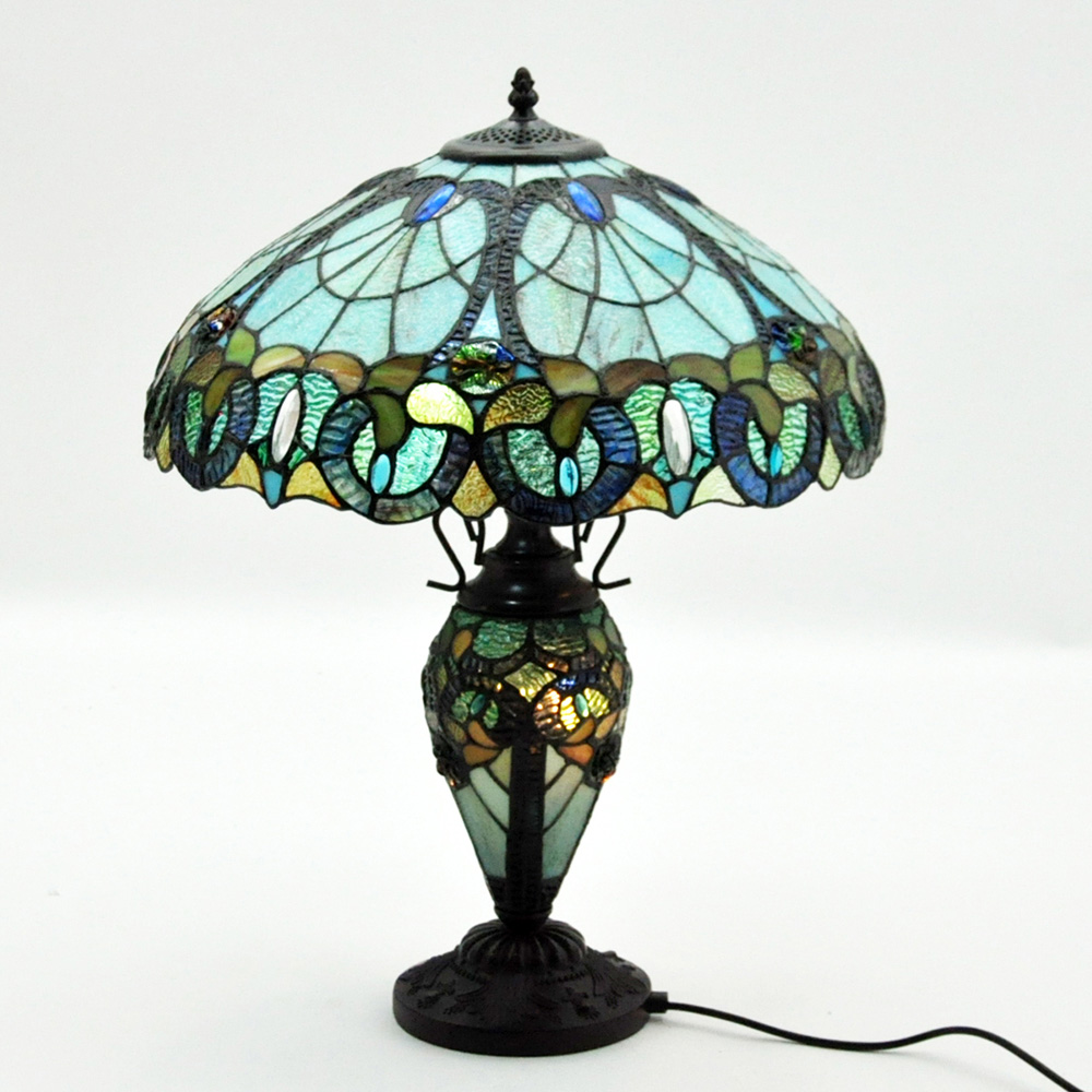Acacia Home Tiffany Shade Double Table Lamp 45.7cm Image 3