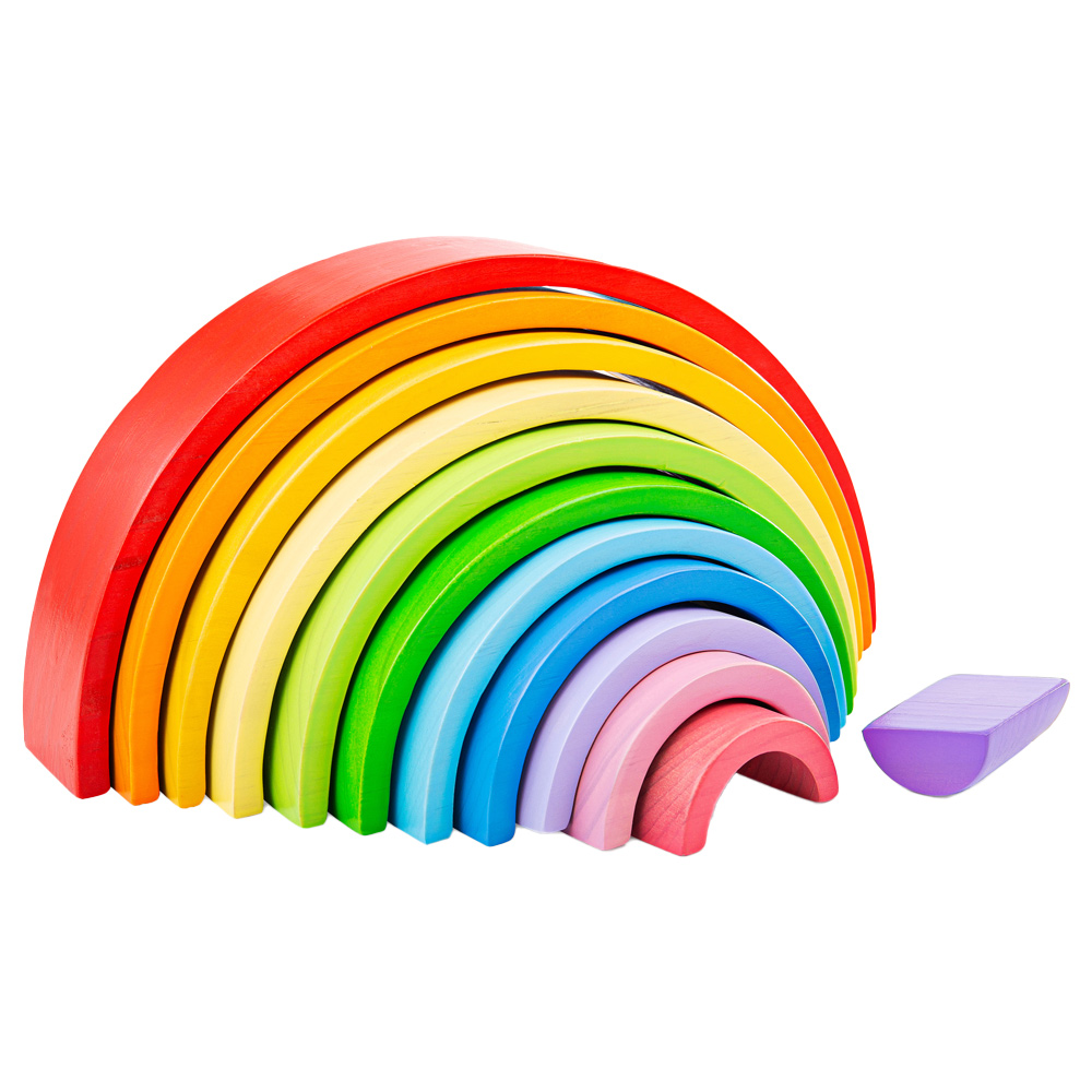 Bigjigs Toys Wooden Stacking Rainbow Toy Multicolour Large Image 1