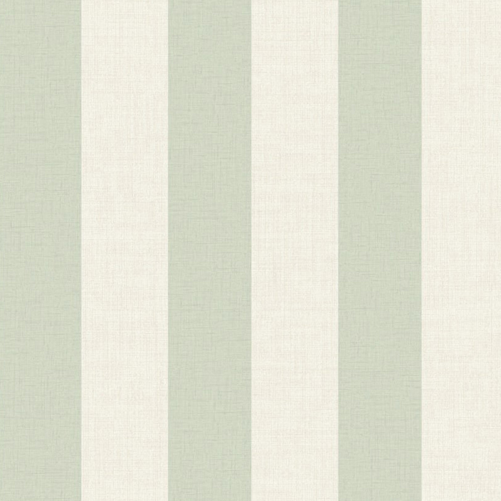 Grandeco Wide Stripe Green Cream Textured Wallpaper Image 1