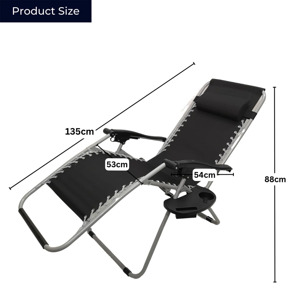 Samuel Alexander Set of 2 Black and Grey Multi Position Garden Sun Lounger with Canopy Image 6