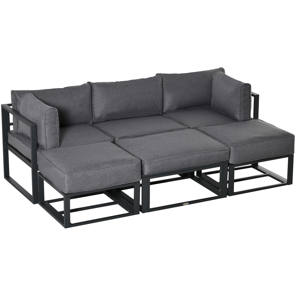 Outsunny 5 Seater Grey Sectional Sofa Set Image 2