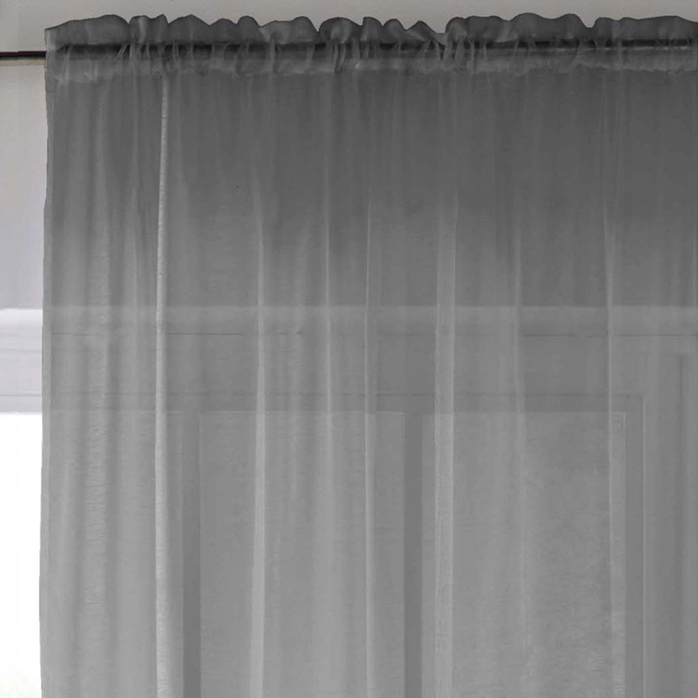 Tyrone Textiles Crystal Grey Plain Sheer Voile Panel Curtain 145 x 183cm Image 3