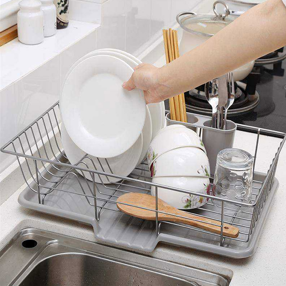 Living And Home WH0758 Silver Metal Dish Rack With Removable Tray Image 6