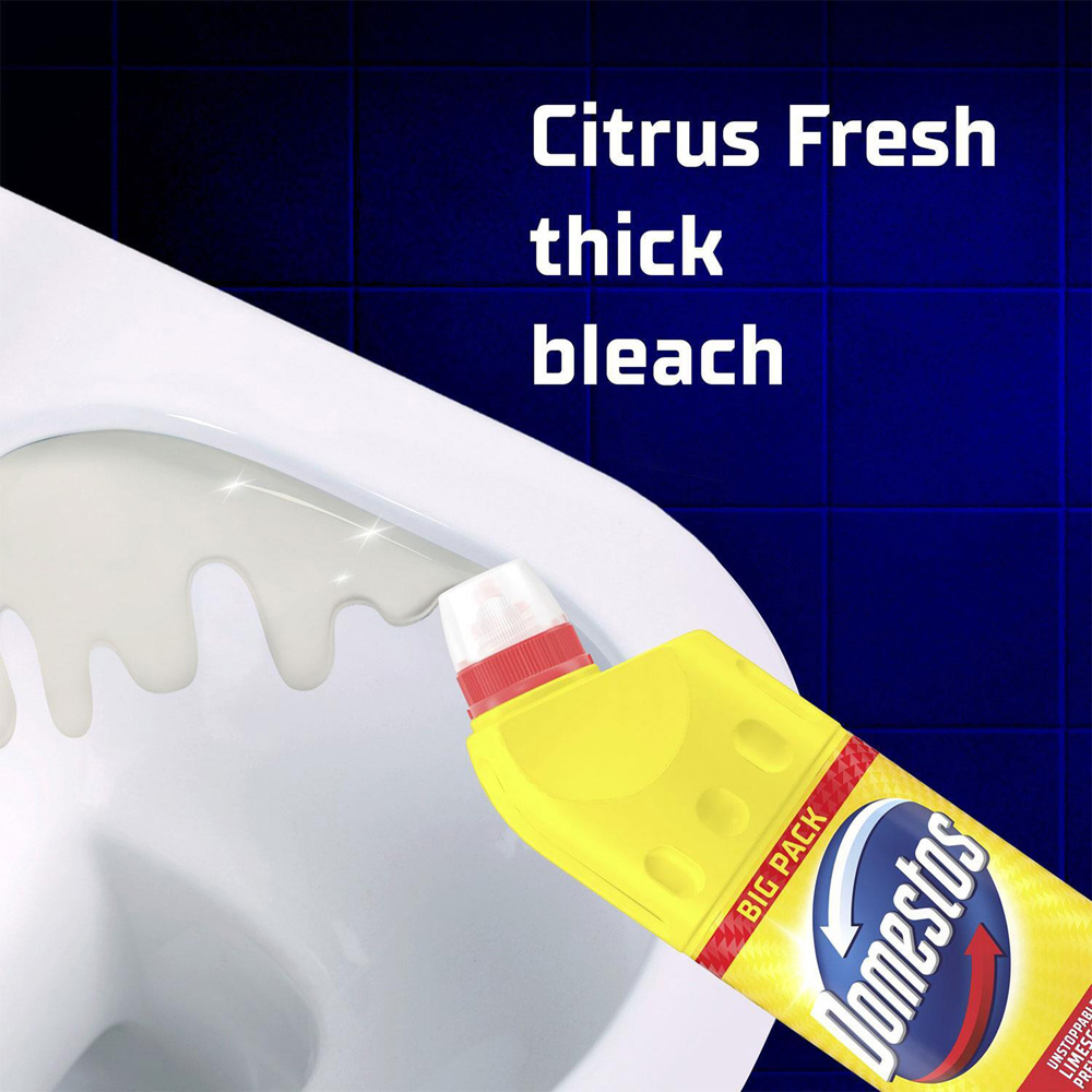 Domestos Citrus Fresh Thick Bleach Powerful Toilet and Bathroom Cleaner 1L 12 Pack Image 6
