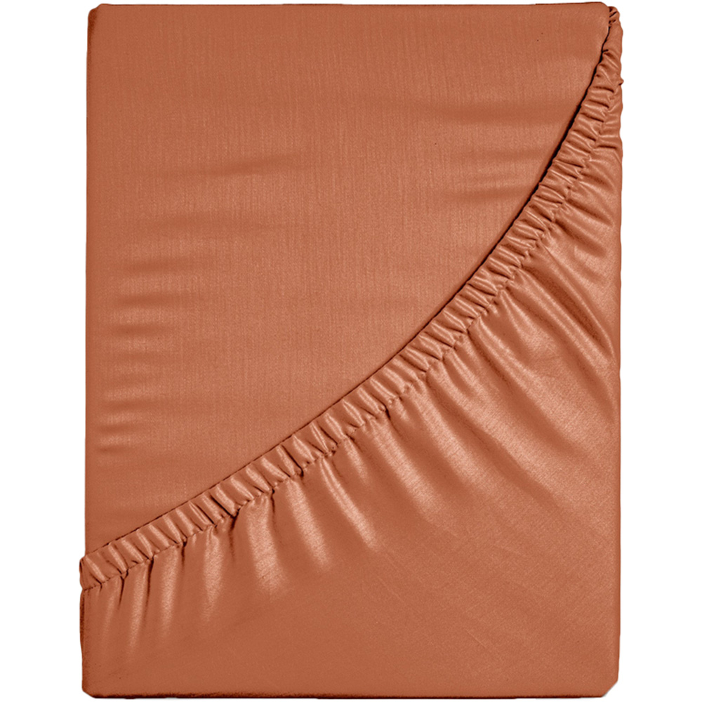 Velosso Microfibre Super King Size Orange Fitted Sheet Image 1