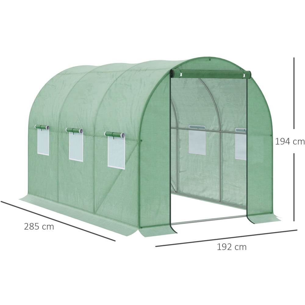 Outsunny Green PE 6.3 x 9.4ft Walk In Polytunnel Greenhouse Image 6