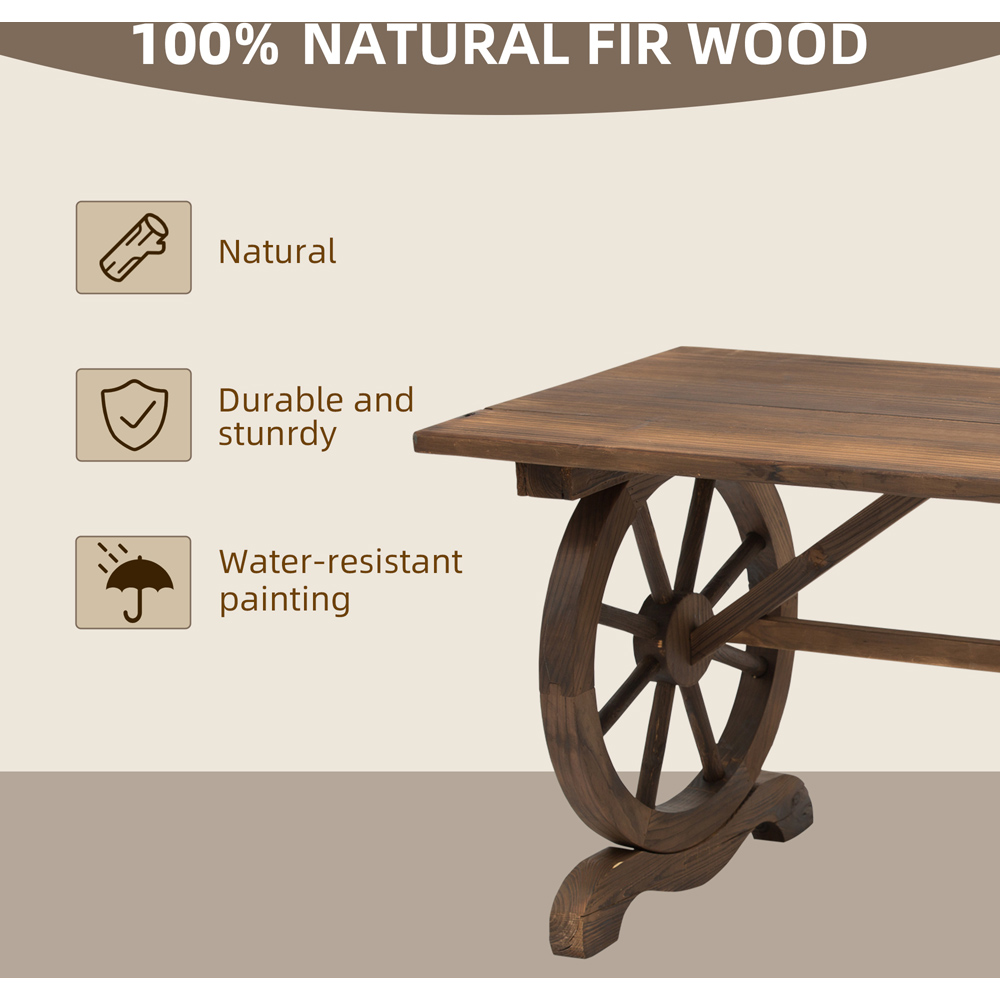 Outsunny Fir Wood Natural Garden Coffee Table Image 4
