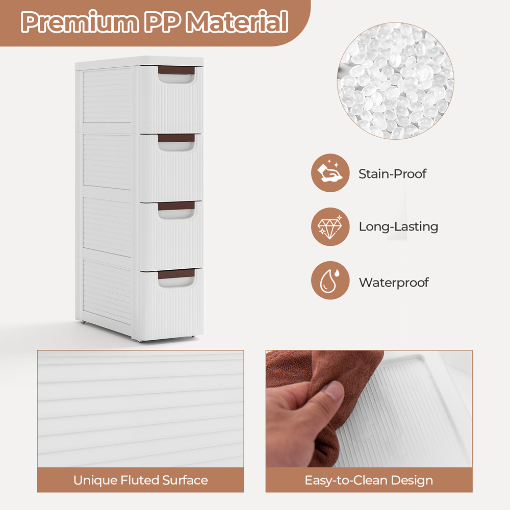 Costway 4 Drawer White Narrow Storage Cabinet Image 5