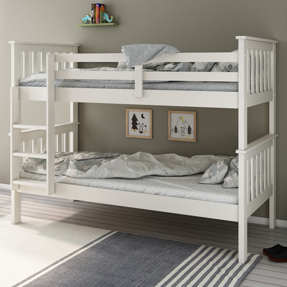 Carra White Bunk Bed with Memory Foam Mattresses Image 1