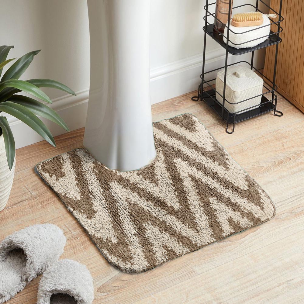 Velosso Chevron Stripe Beige Bath Mat Set Image 7