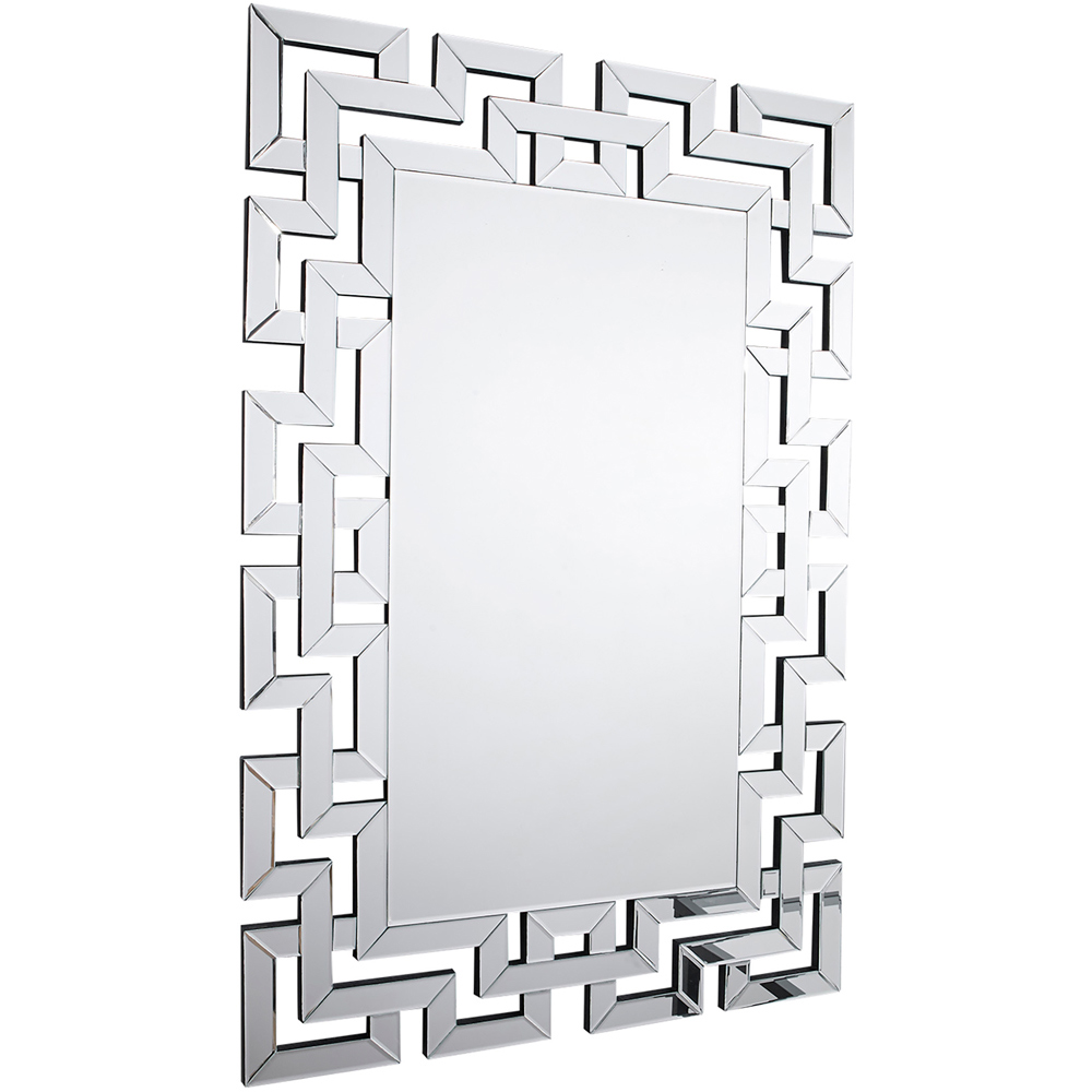 Furniturebox Helena Rectangular Large Silver Patterned Wall Mirror 66 x 100cm Image 1