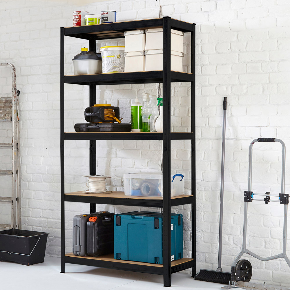 Neo Black 5 Tier Steel Garage Shelving Image 2