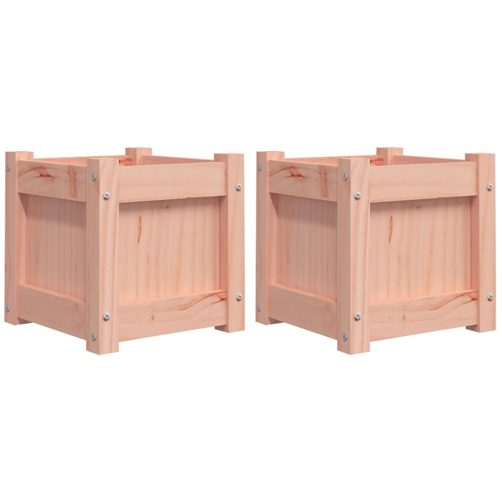 vidaXL Natural Solid Pine Wood Square Garden Planter 31cm 2 Pack Image 5