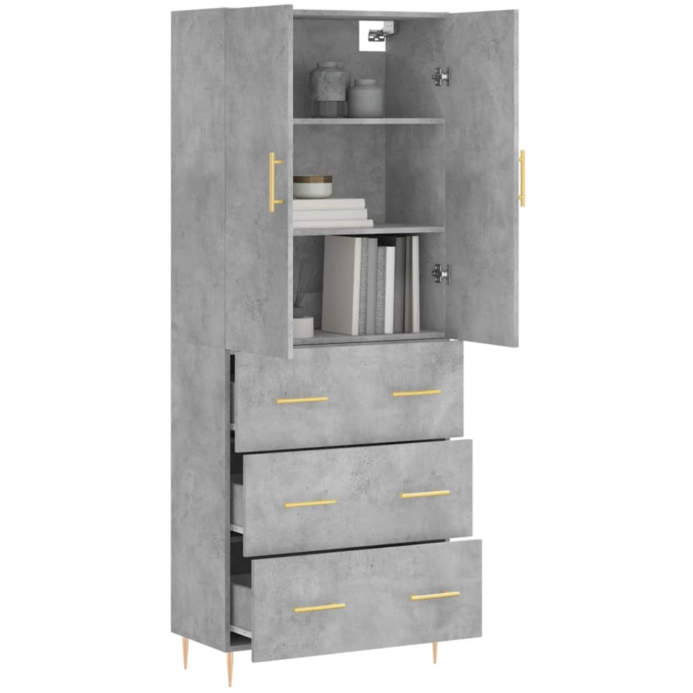 vidaXL 2 Door 3 Drawer Concrete Grey Wooden Cabinet Image 3