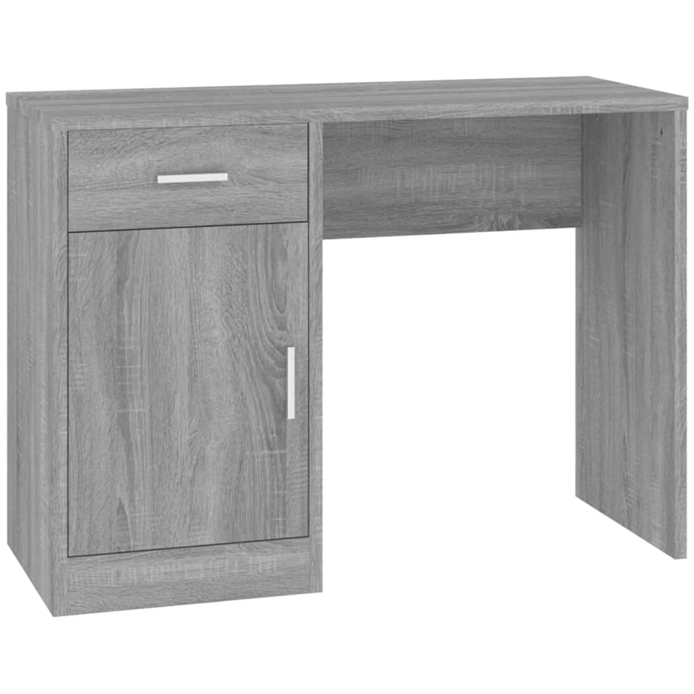 vidaXL Single Door Single Drawer Study Desk Grey Sonoma Image 2