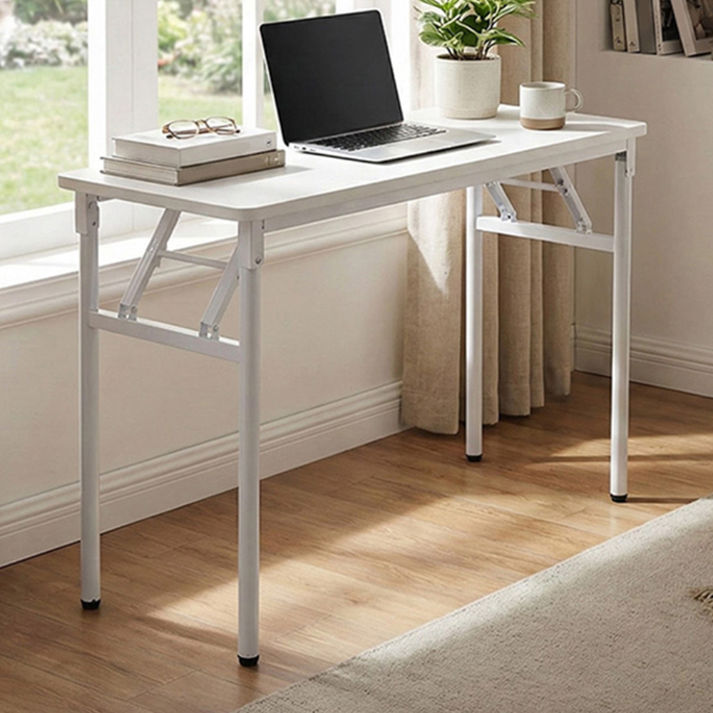 Living and Home Metal Frame Foldable Laptop Desk with Adjustable Feet White Image 1