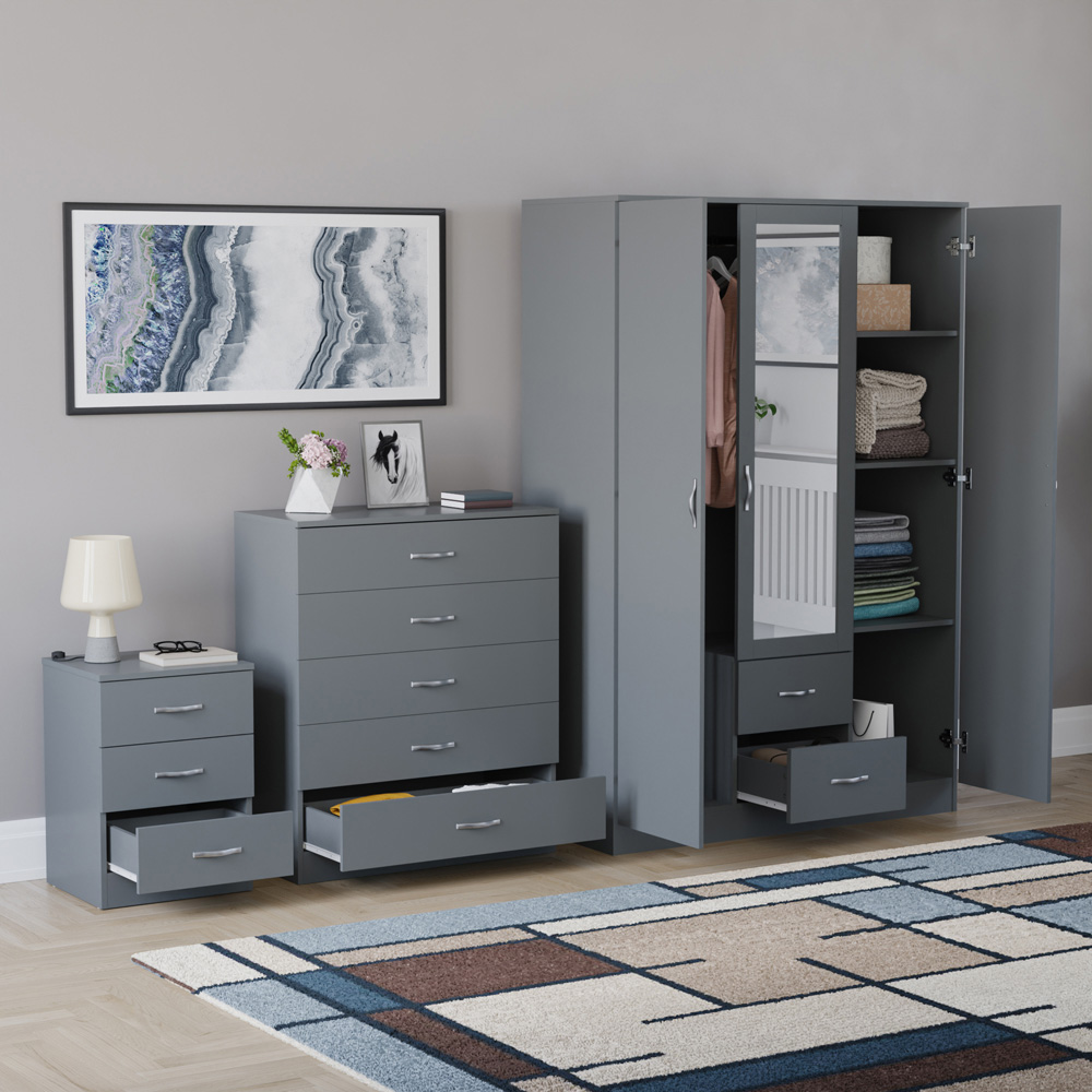 VIDA DESIGNS Riano Grey 3 Piece Bedroom Furniture Set Image 5