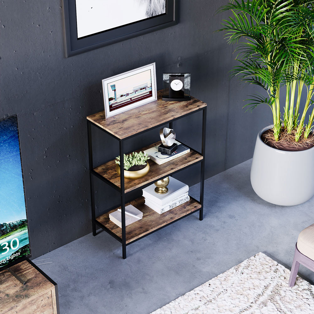 Vida Designs Brooklyn 3 Shelf Brown Bookcase Image 5