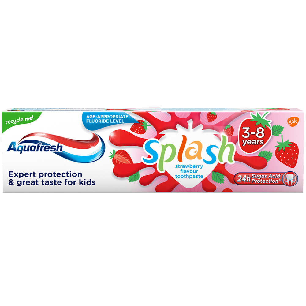 Aquafresh Splash Strawberry Flavour Kids Toothpaste 50ml Image 2