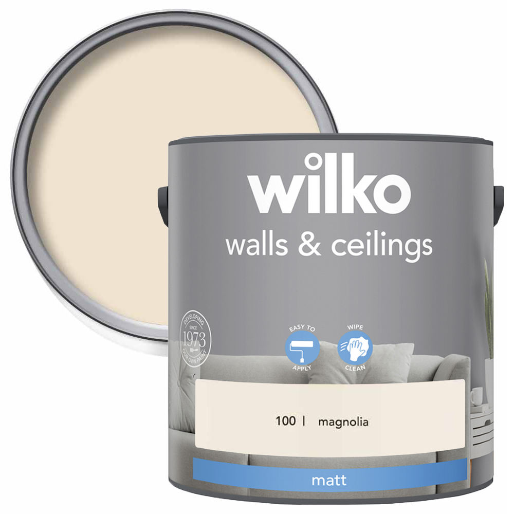 Wilko Walls & Ceilings Magnolia Matt Emulsion Paint 2.5L Image 1