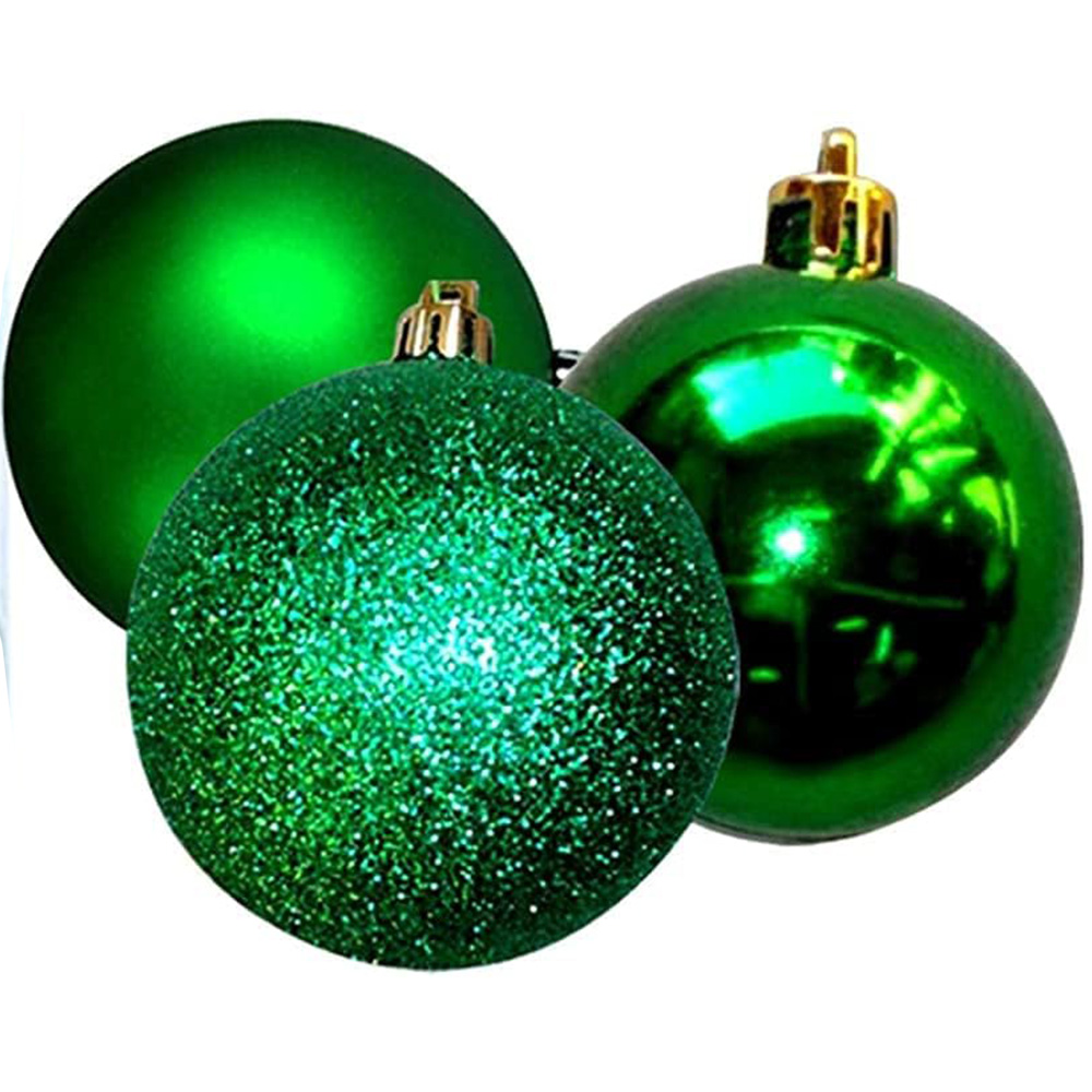 Shatchi 6cm Dark Green Shatterproof Christmas Baubles 6 Pack Image 2