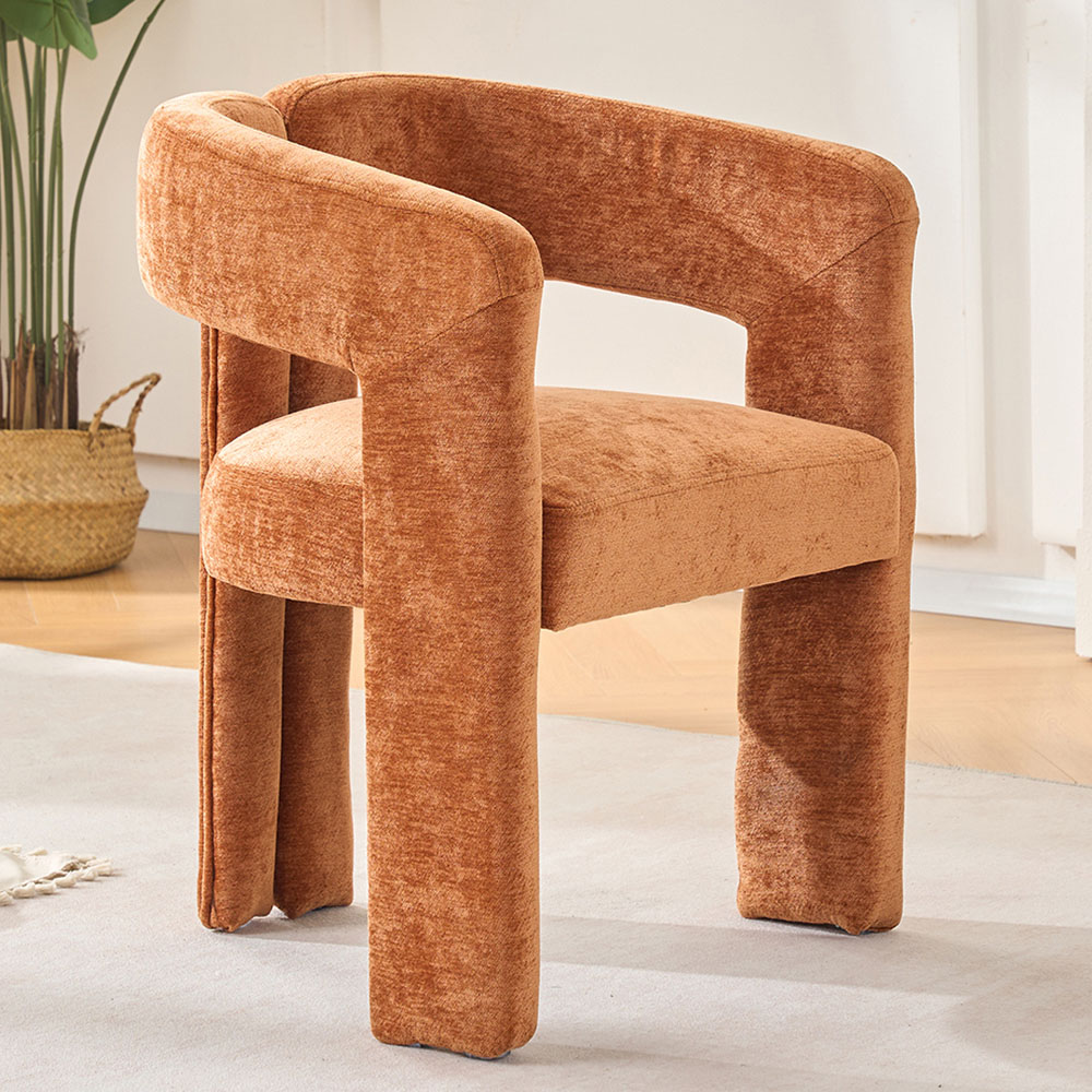 Living and Home Orange Chenille Upholstered Accent Chair Image 7