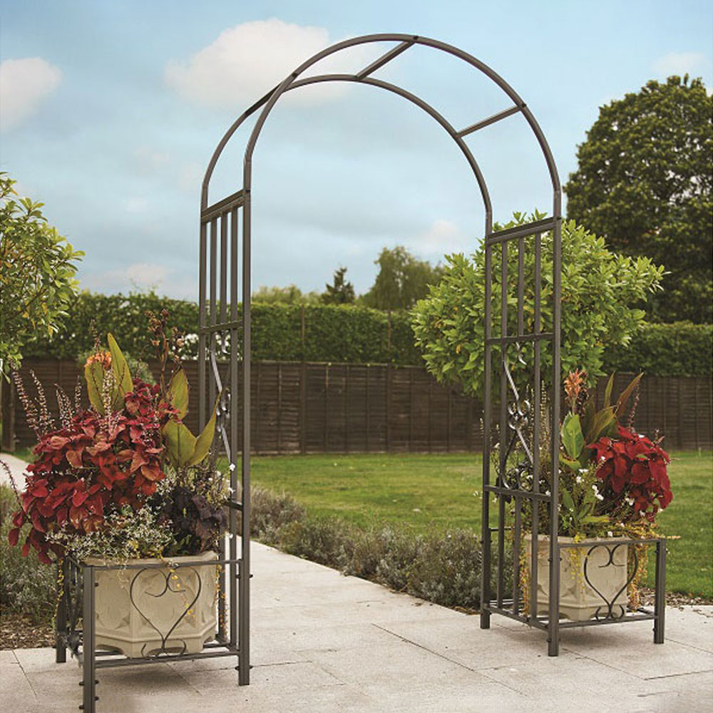 Gablemere Huntingdon 3.7 x 1.6ft Ornamental Arch and Planters Image 1