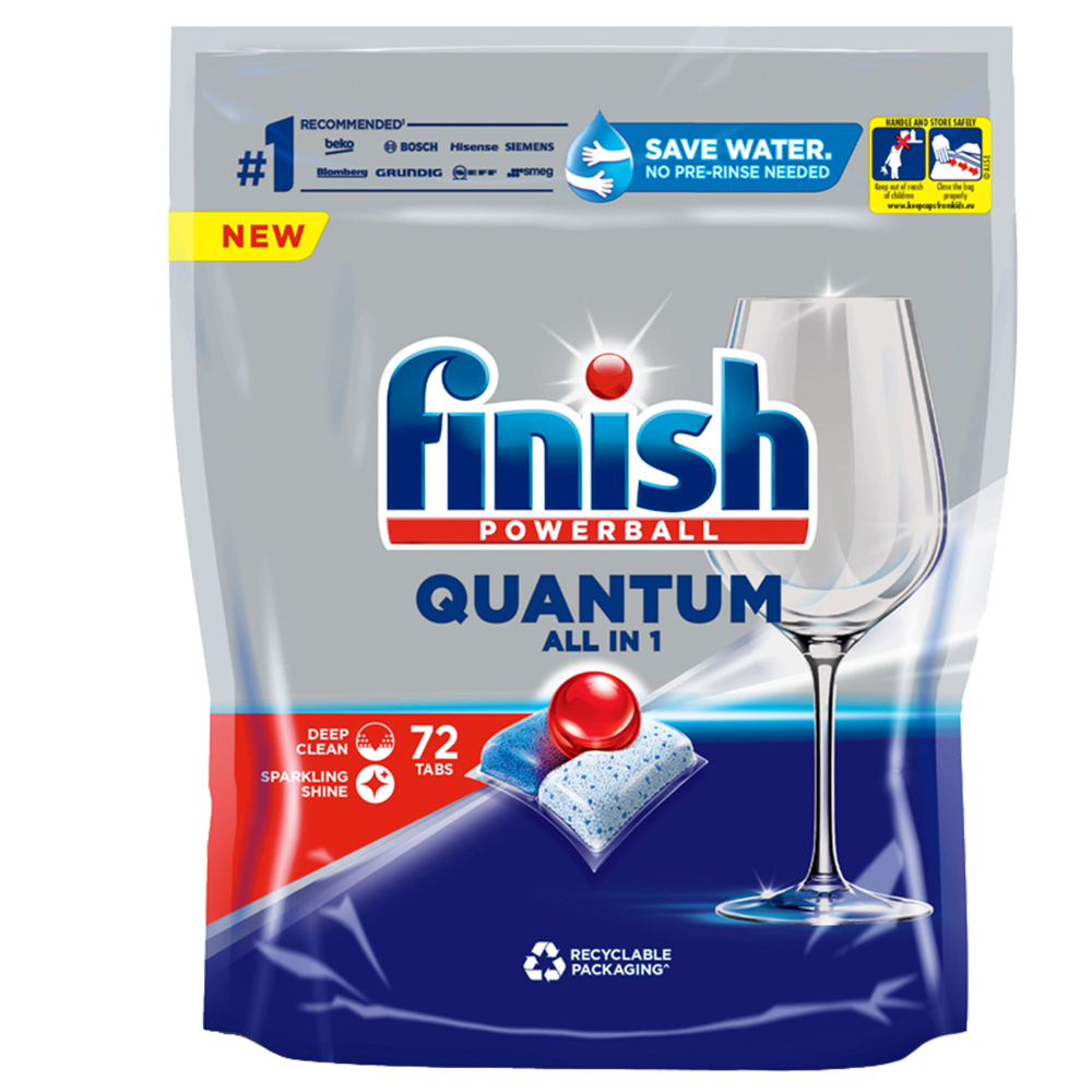 Finish Quantum All-In-One Regular Dishwasher Tablets 72 Pack Image 1