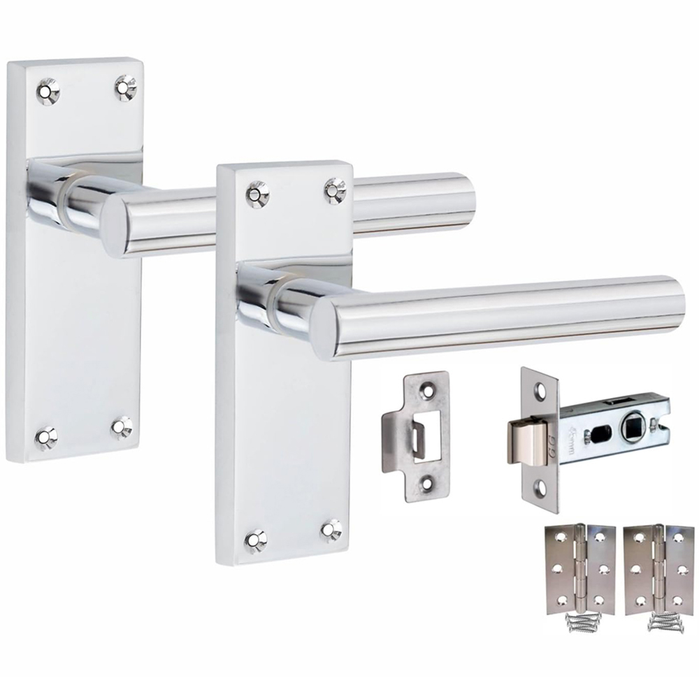 Golden Grace Polished Chrome Victorian Straight T-Bar Latch Door Handle Set 6 Pack 120 x 40mm Image 2