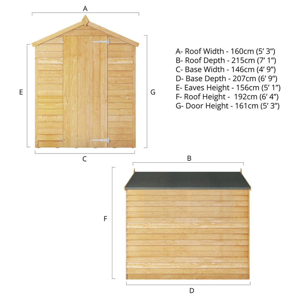 Mercia 7 x 5ft Shiplap Apex Wooden Shed Image 8