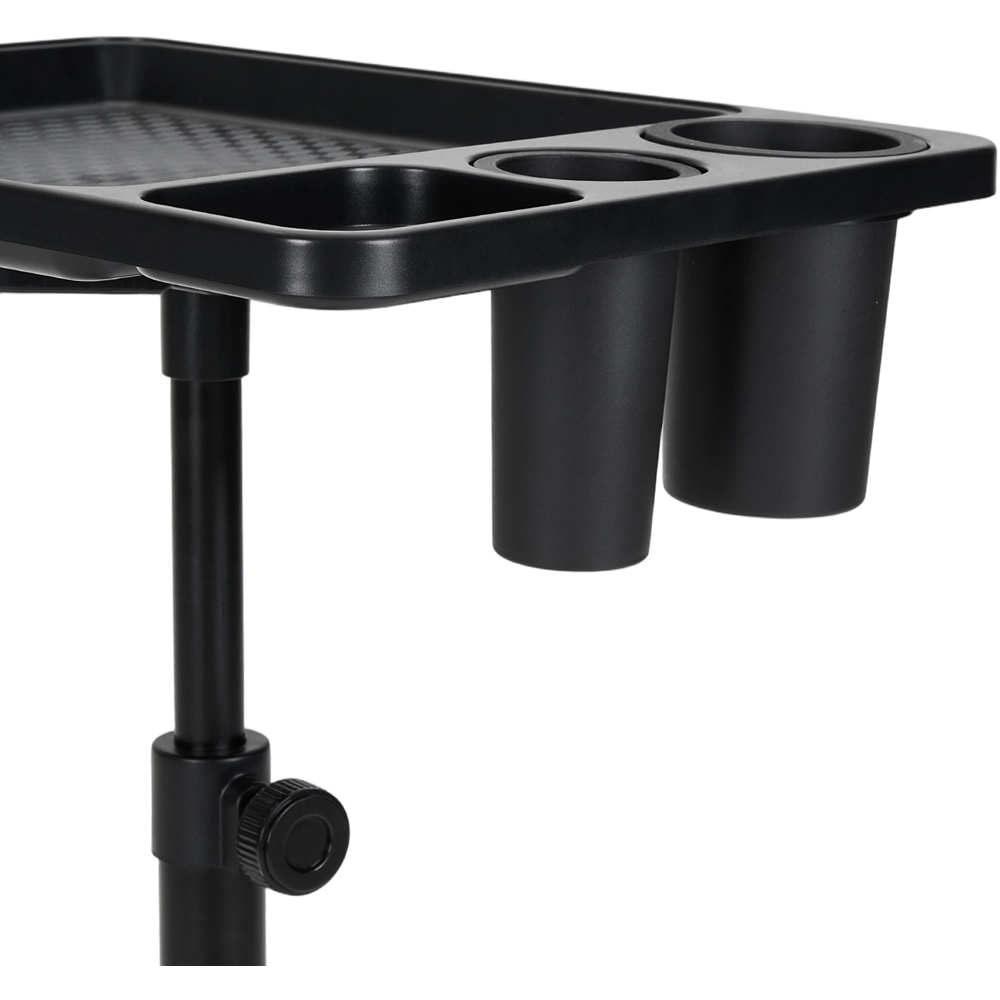 Living and Home Black Height Adjustable Salon Tray Cart with Cup Slots Image 3