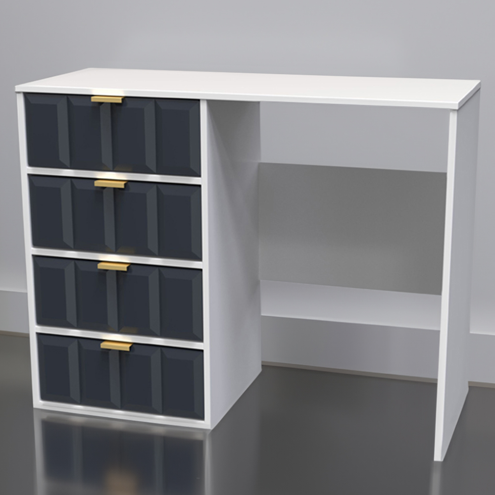 Crowndale Cube 4 Drawer Matt Indigo and White Dressing Table Ready Assembled Image 1