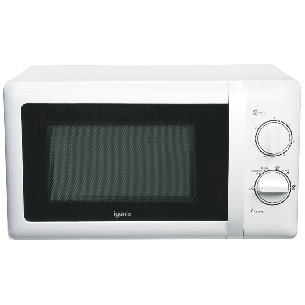 Igenix IG2083 White Stainless Steel Manual Microwave 20L 800W Image 1