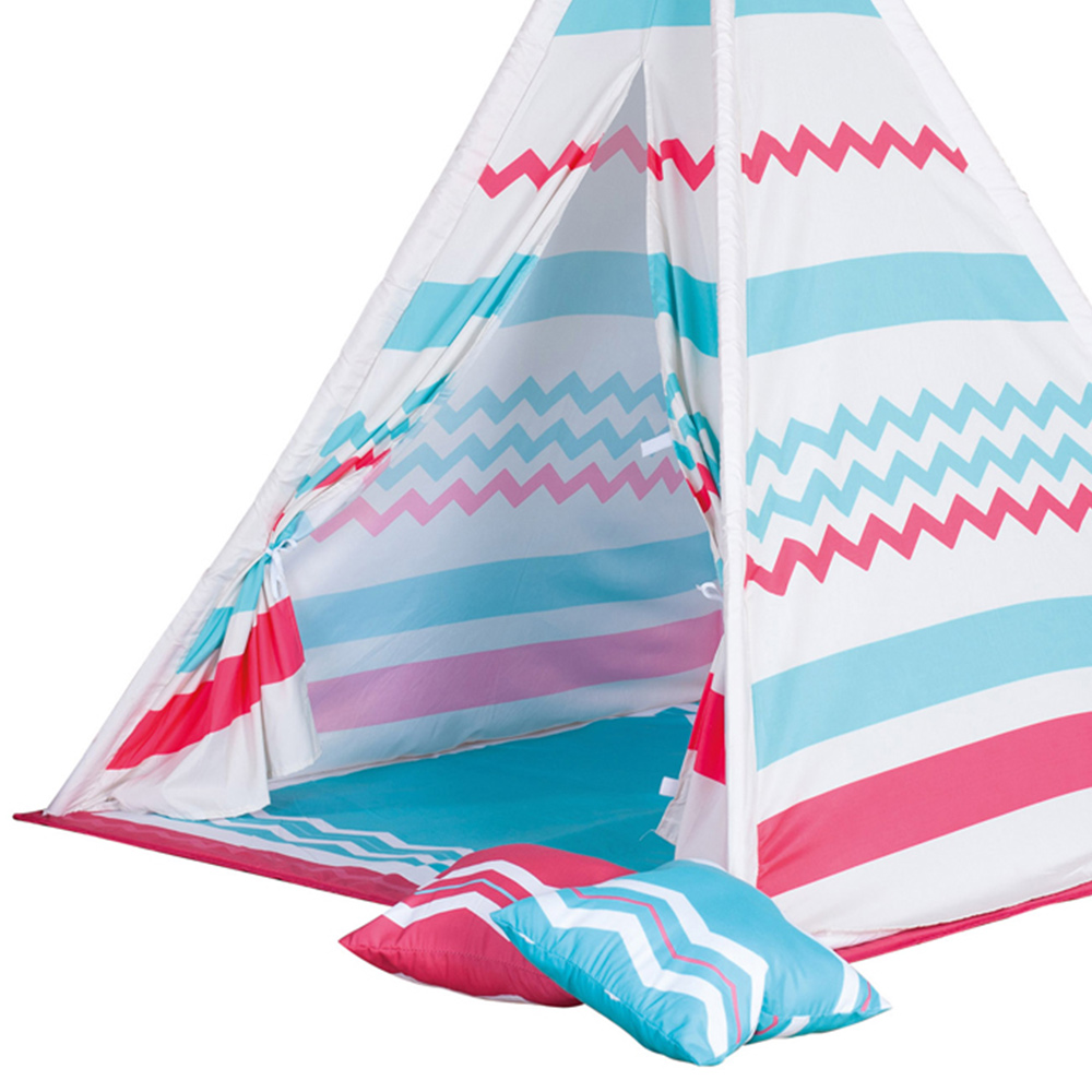 Tepee Wooden Play Tent with Blanket and Cushions Image 4