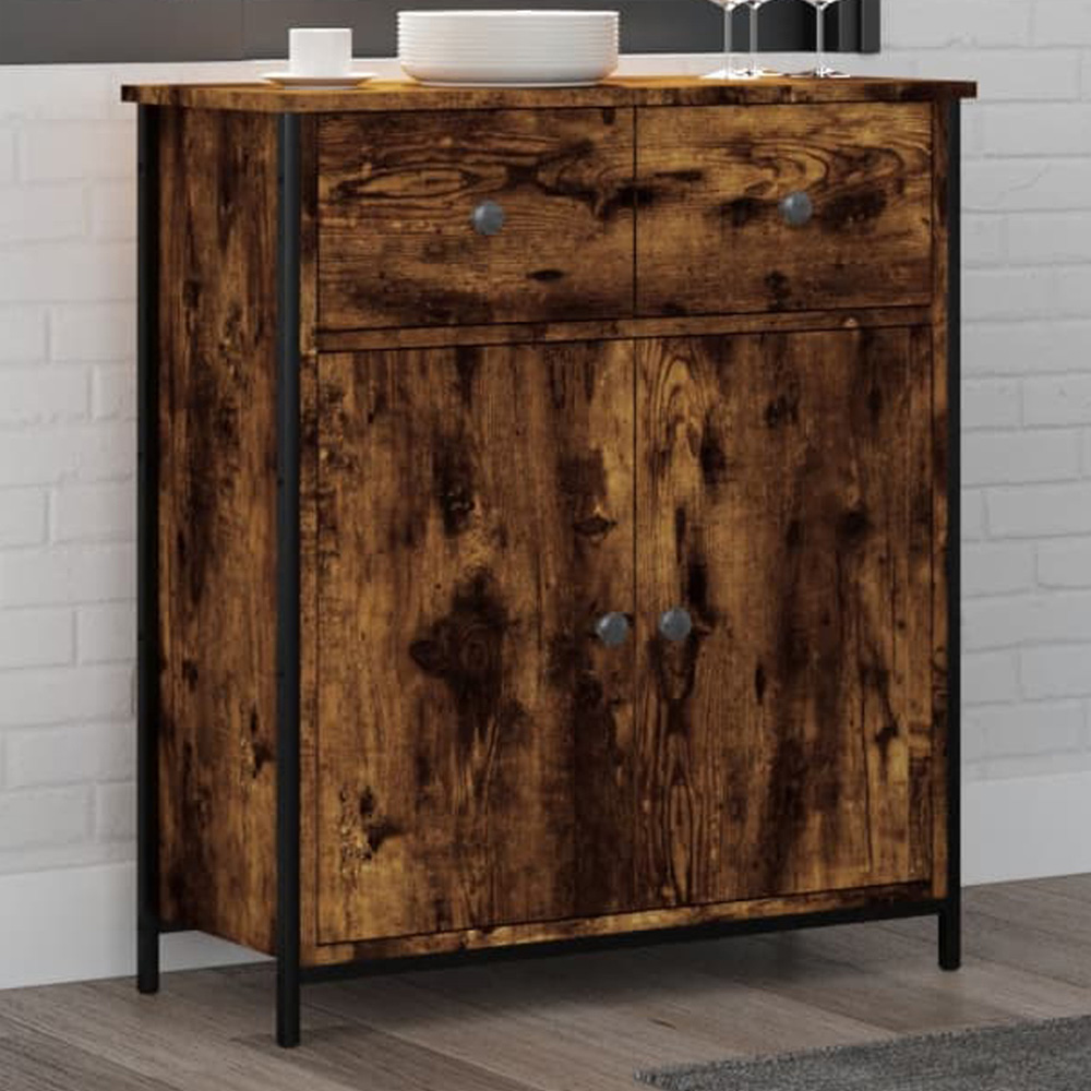 vidaXL 2 Door 2 Drawer Smoked Oak Sideboard Image 1