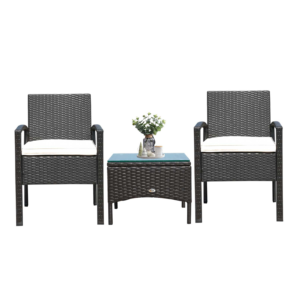 Outsunny Rattan Effect 2 Seater Bistro Set Brown Image 5