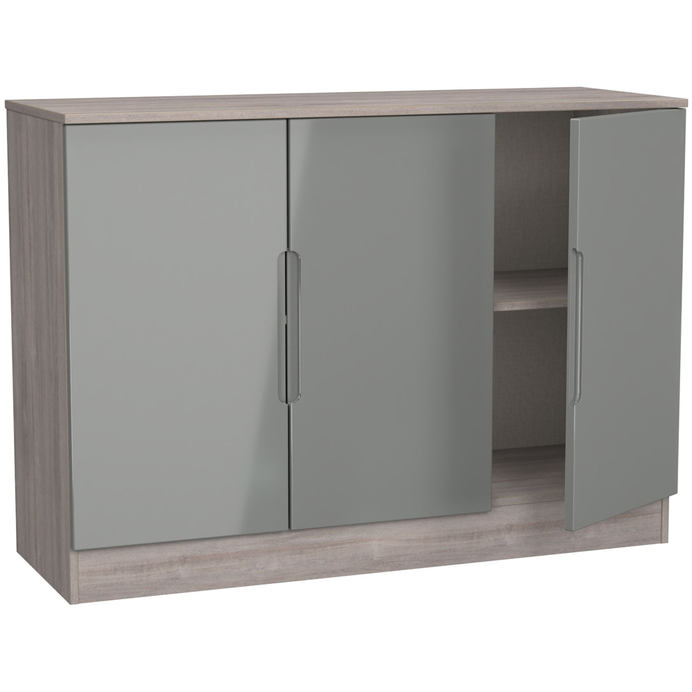 Crowndale Milan 3 Door Grey Gloss and Grey Oak Sideboard Ready Assembled Image 6
