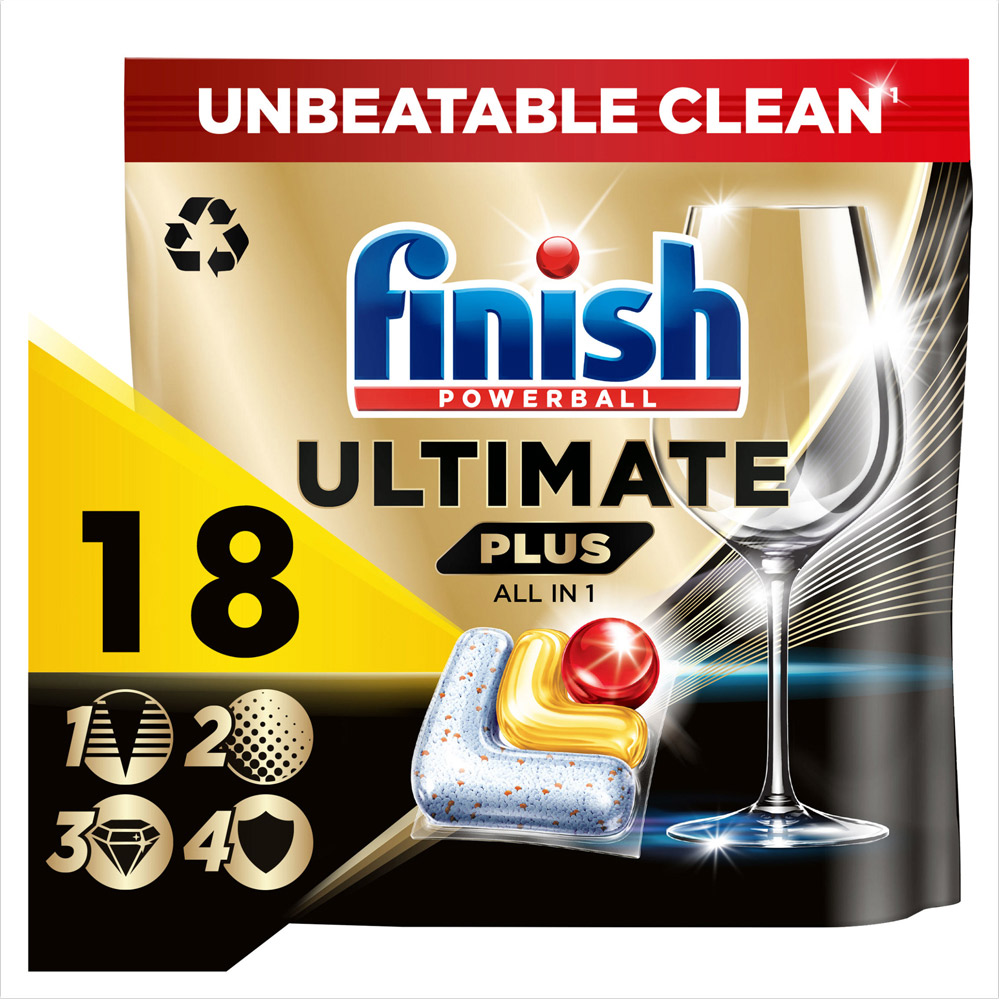 Finish Ultimate Plus All-in-One Lemon Dishwasher Tablets 18 Pack Image 2