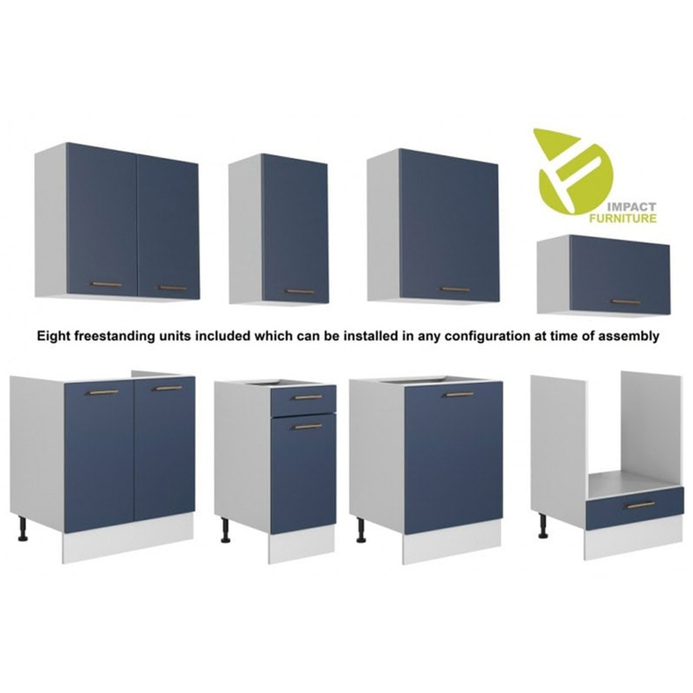 Impact Furniture Nora Midnight Blue Kitchen Cabinet Set of 8 Image 3