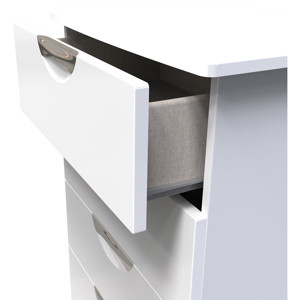 Crowndale Camden 4 Drawer White Gloss and White Midi Chest of Drawers Ready Assembled Image 6