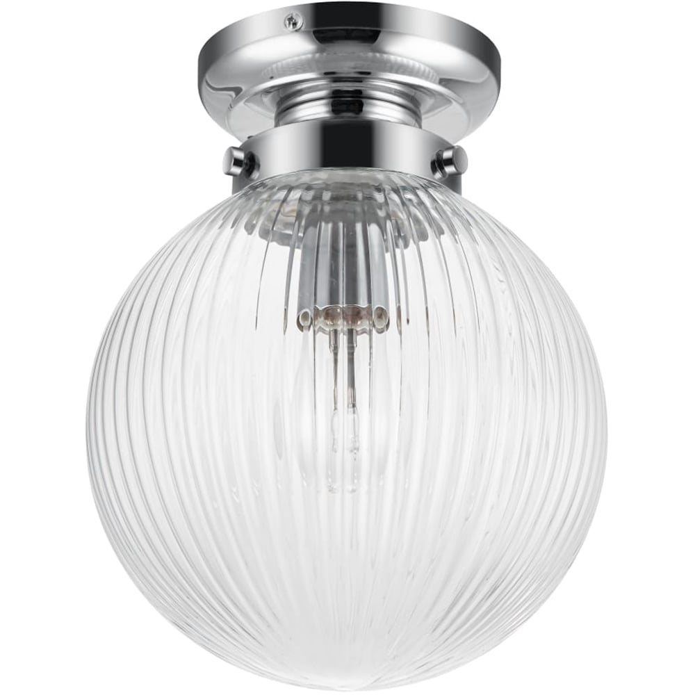 Cosylyte Finley Chrome Ribbed Glass Ceiling Light Image 1