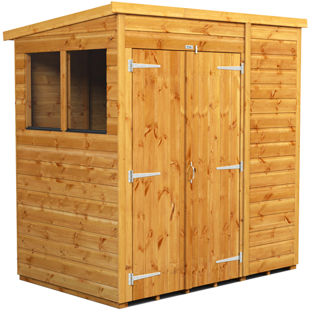 Power Sheds 6 x 4ft Double Door Pent Wooden Shed with Window Image 1