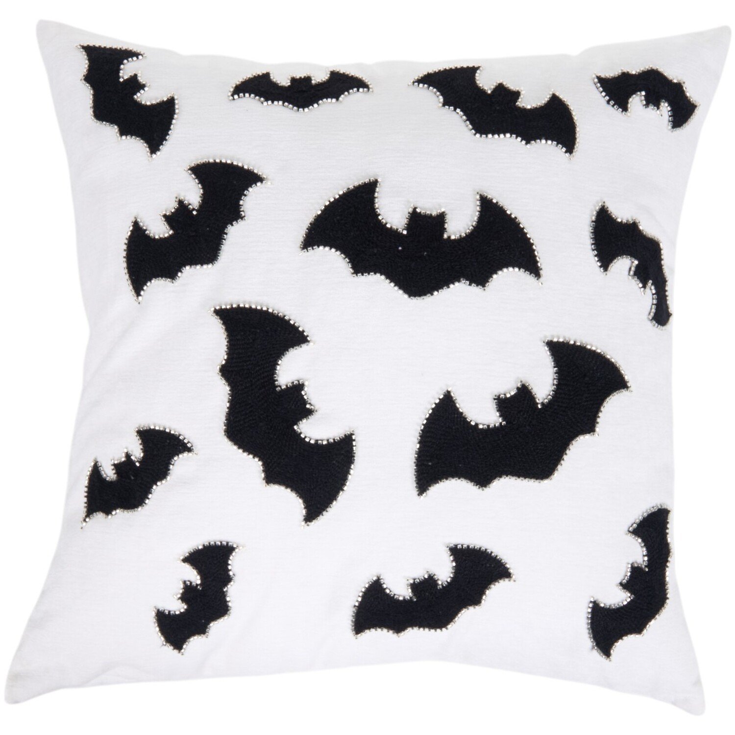 3D Bats Cushion White and Black Image 1