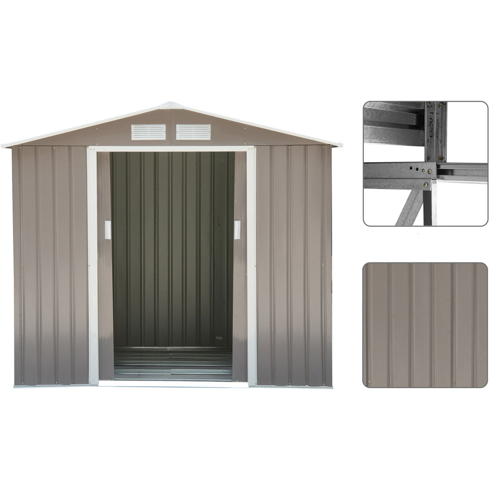 Outsunny 7 x 4ft Apex Double Sliding Door Lockable Garden Storage Shed Image 5