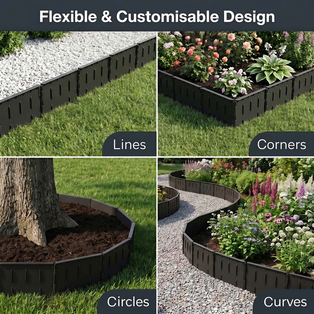 Spector Lambu 178 Piece Black Garden Border Lawn Edging Set Image 5