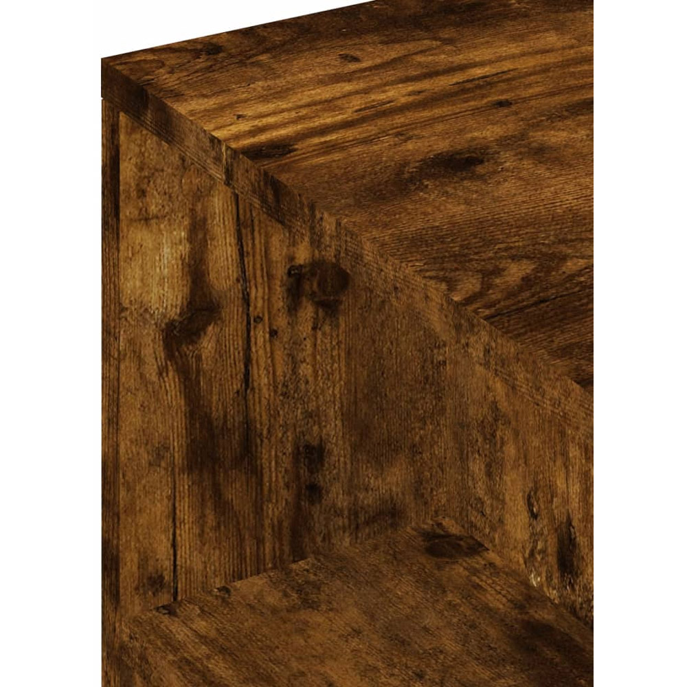 vidaXL 2 Drawer Single Open Shelf Smoked Oak TV Cabinet with Wheels Image 9