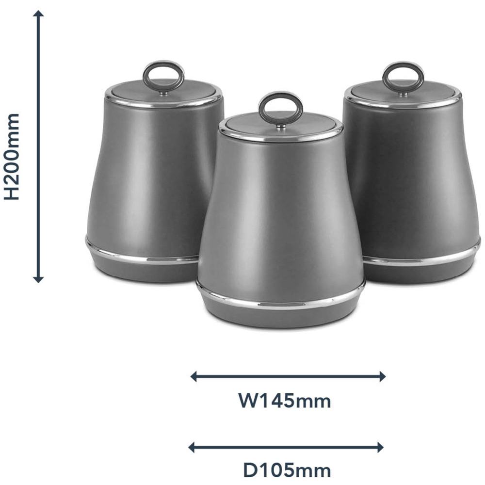 Tower Renaissance 3 Piece Grey and Chrome Canisters Set Image 9