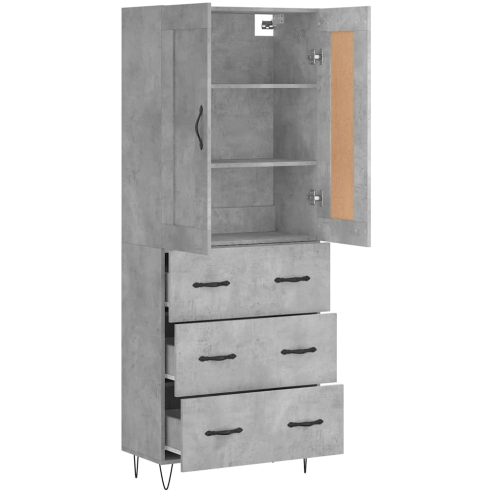 vidaXL 2 Door 3 Drawer Concrete Grey Highboard Image 4